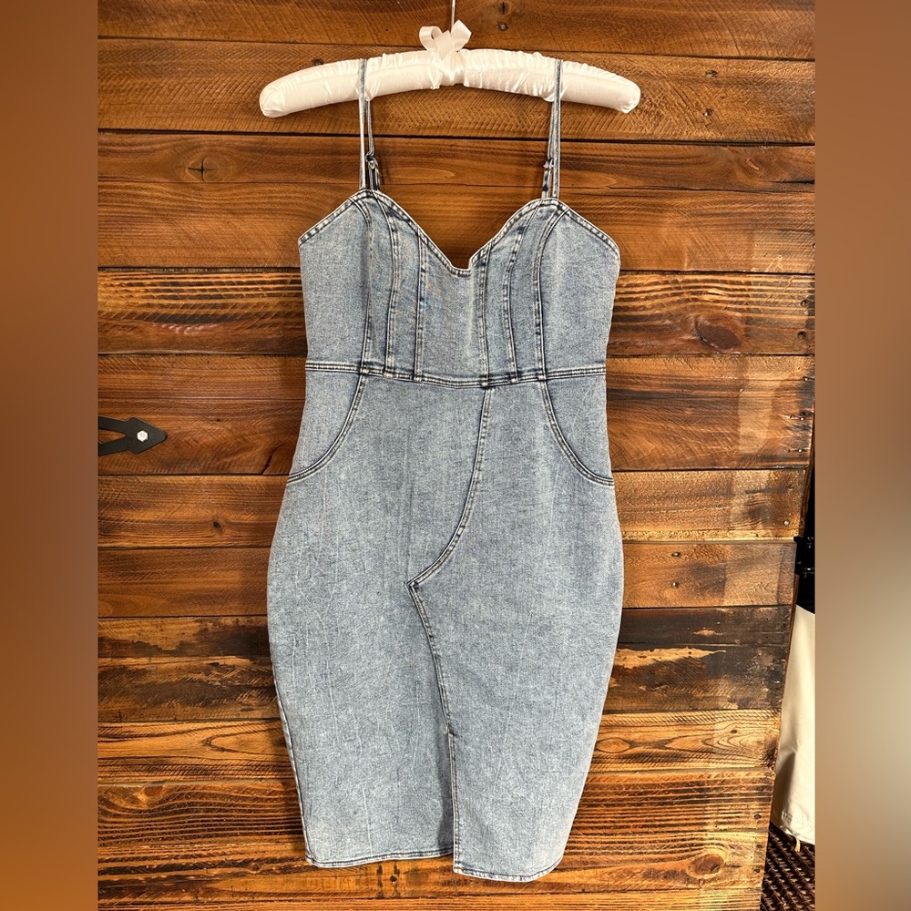 Petal & Pup Denim Bustier Midi‎ Dress Size 4